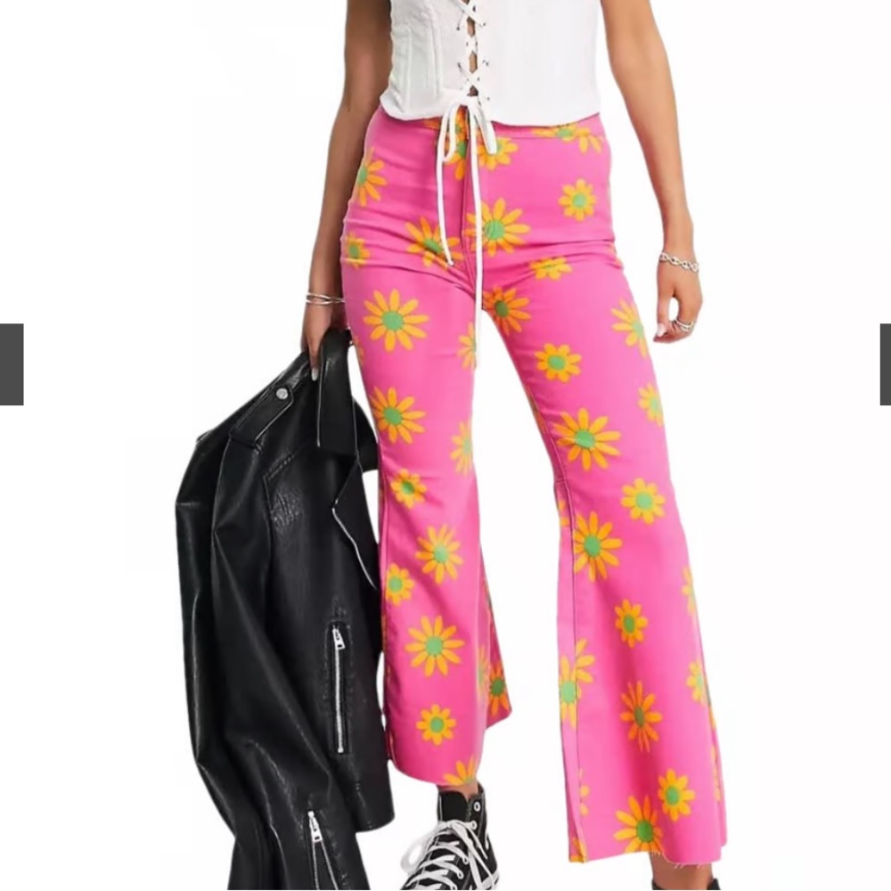 Free People Youthquake Printed Crop Flare Jeans Size 28